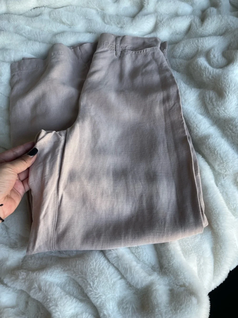 Wilfred Linen Wide Leg Pants Blush Beige High Rise Aritzia Trousers Size 0